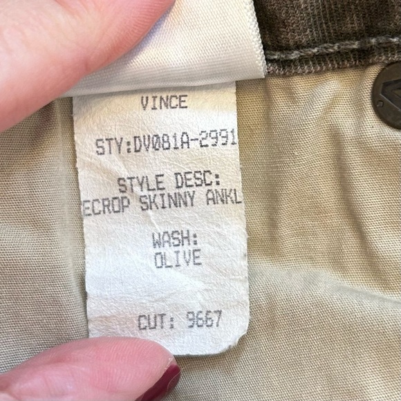 Vince Crop Skinny Ankle Jeans Women’s SZ 28 Olive Green STY:DVOBIA-2991 - Picture 12 of 12
